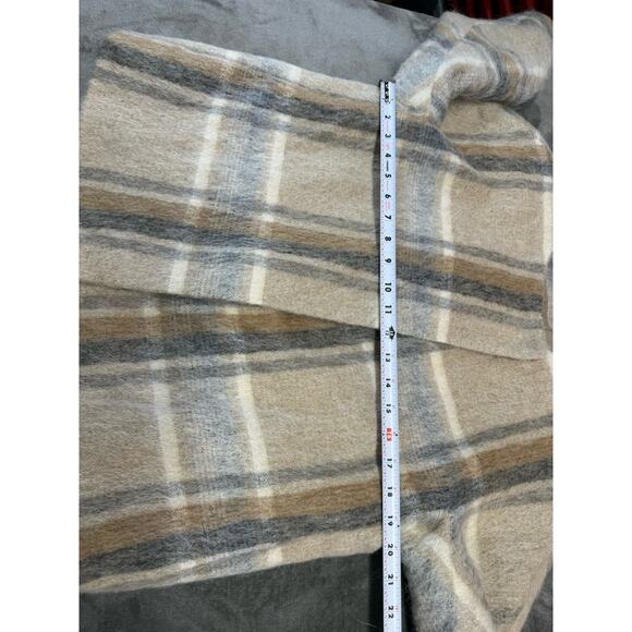 Talbots Plaid Wool Alpaca Mohair Blend Jacket Coat Beige Gray Size Medium - Picture 8 of 12